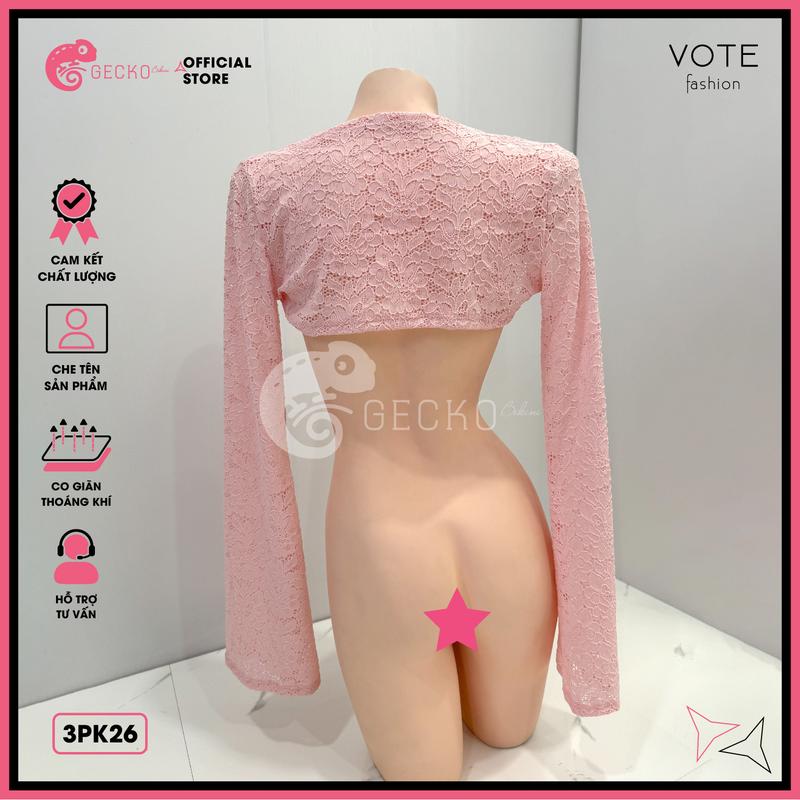 Áo Lưới Ren Cover GECKO Xuyên Thấu 3PK26 (Ảnh Thật, Nữ, Women, Top) Kem Thun 6