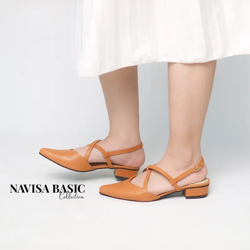 Mules Wanita Heels / Hak 3 Cm Motif tali Sepatu Sandal Wanita Flatshoes Navisa Basic Collection vivi nici Damelia fleksibel elegan antiselip liburan 7