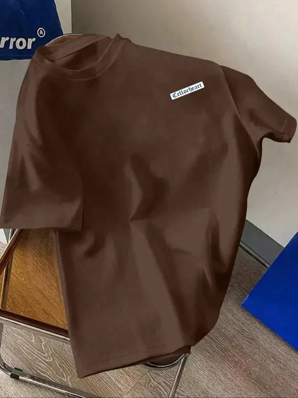 Men's Letter Print Round Neck Sleep Tee, Regular Fit Casual Soft Comfortable Short Sleeve Crew Neck Sleep Top for All Seasons, Men's Sleepwear & Loungewear for Daily Wear 4