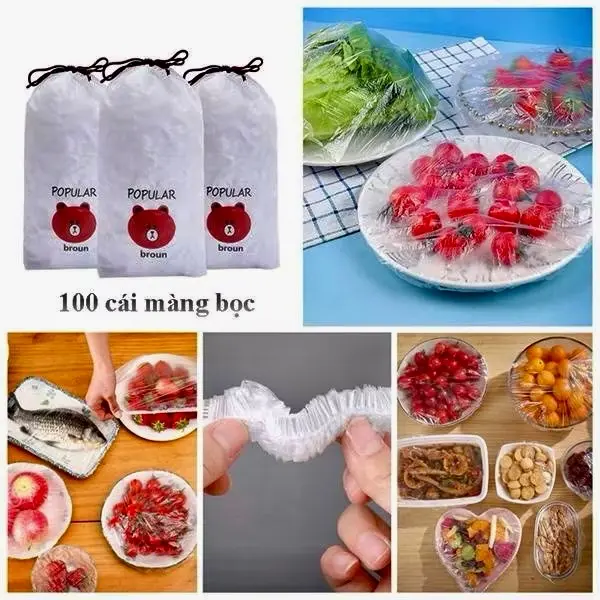 (Combo 10 túi )1000 cái Màng Bọc Thực Phẩm co giãn tái sử dụng 1