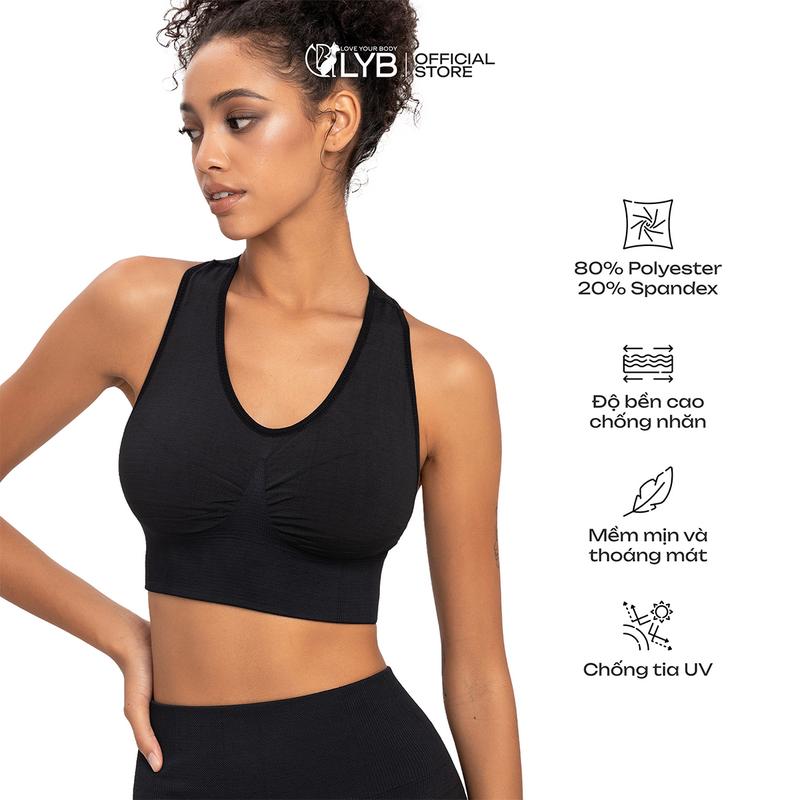 Áo bra LYB tank top tập gym yoga nữ co giãn 4 chiều  - tặng mút