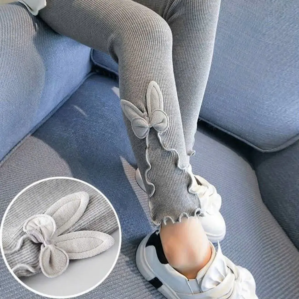 Quần Legging ôm cho bé gái, chất Tăm co giãn hình con thỏ dễ phối đồ quần áo Thu - Đông 2024