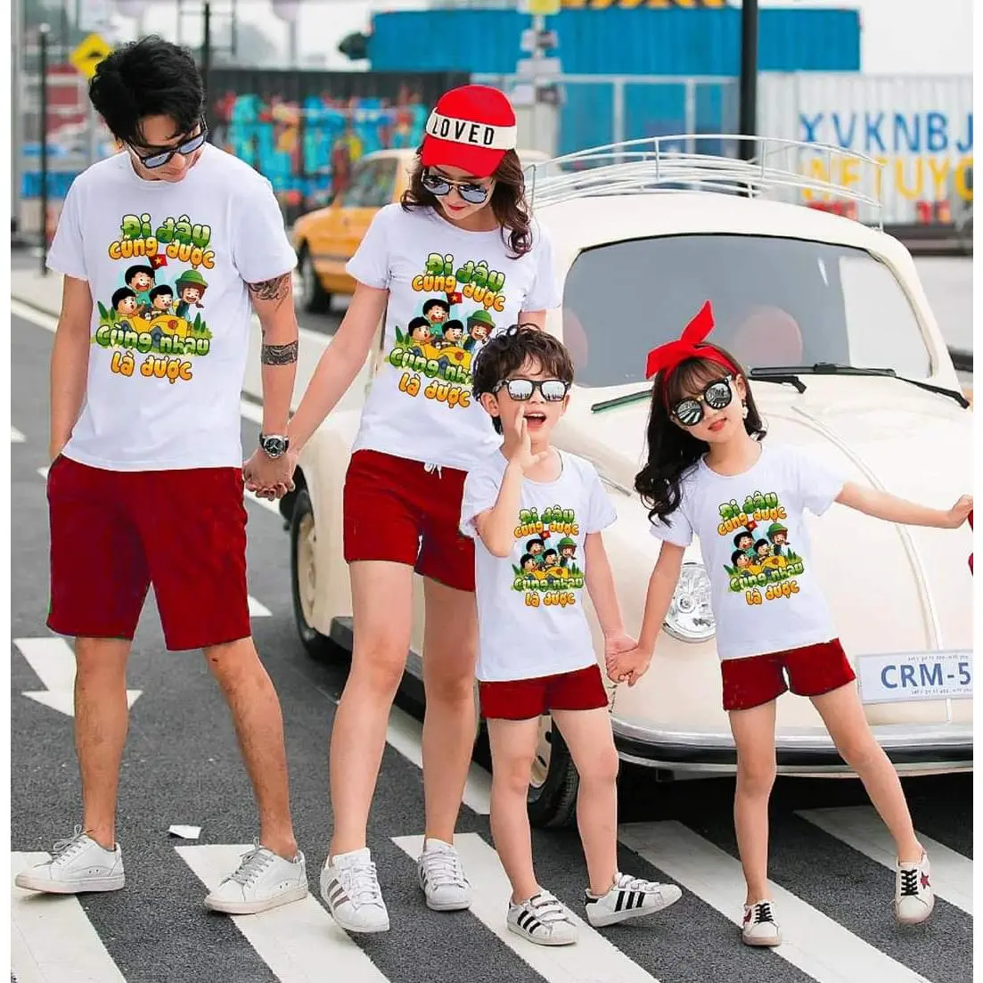 Family set of 3/4/5 people going to the beach, cool cotton beach clothes set