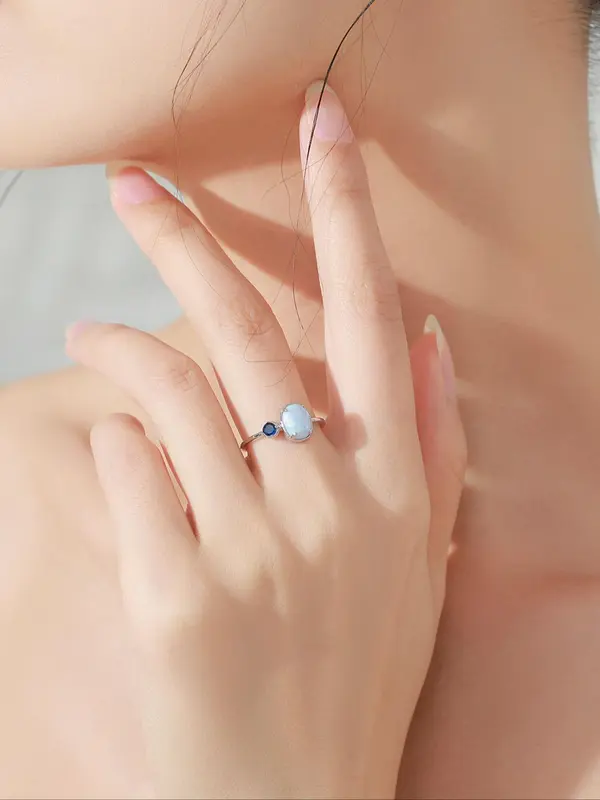 925 Sterling Silver Oval Shaped Opal Decorated Ring, Fashion Jewelry for Party, Daily Clothing Decor, Trendy All-match & Exquisite Jewelry for Birthday Gift 2