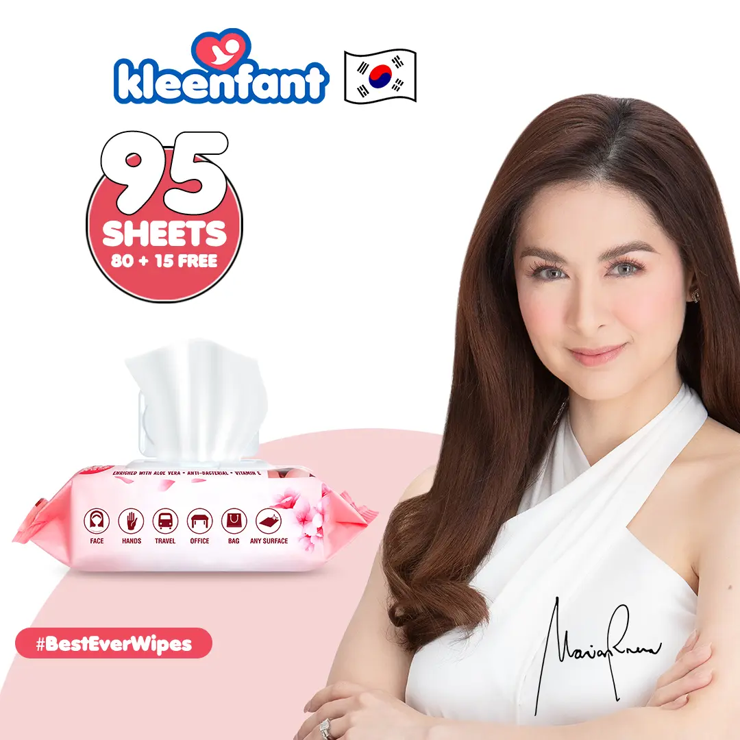 Kleenfant Cherry Blossom Scent Baby Wipes for face 95 Sheets 1 pack with Aloe Vera and Vitamin E Hand and face wet wipes