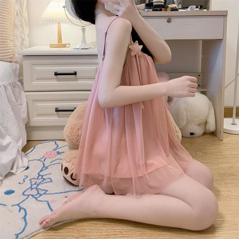 Bộ Đồ Ngủ Lưới dẻo Ngọt Ngào Và Dễ Thương, Dành Cho Bé Gái, Mỏng Và Mùa Hè, Dây Đeo Spaghetti Cổ Tích Váy Ngủ Ngôi Sao Năm Cánh, Bộ Đồ Ngủ, Năm 2024 8