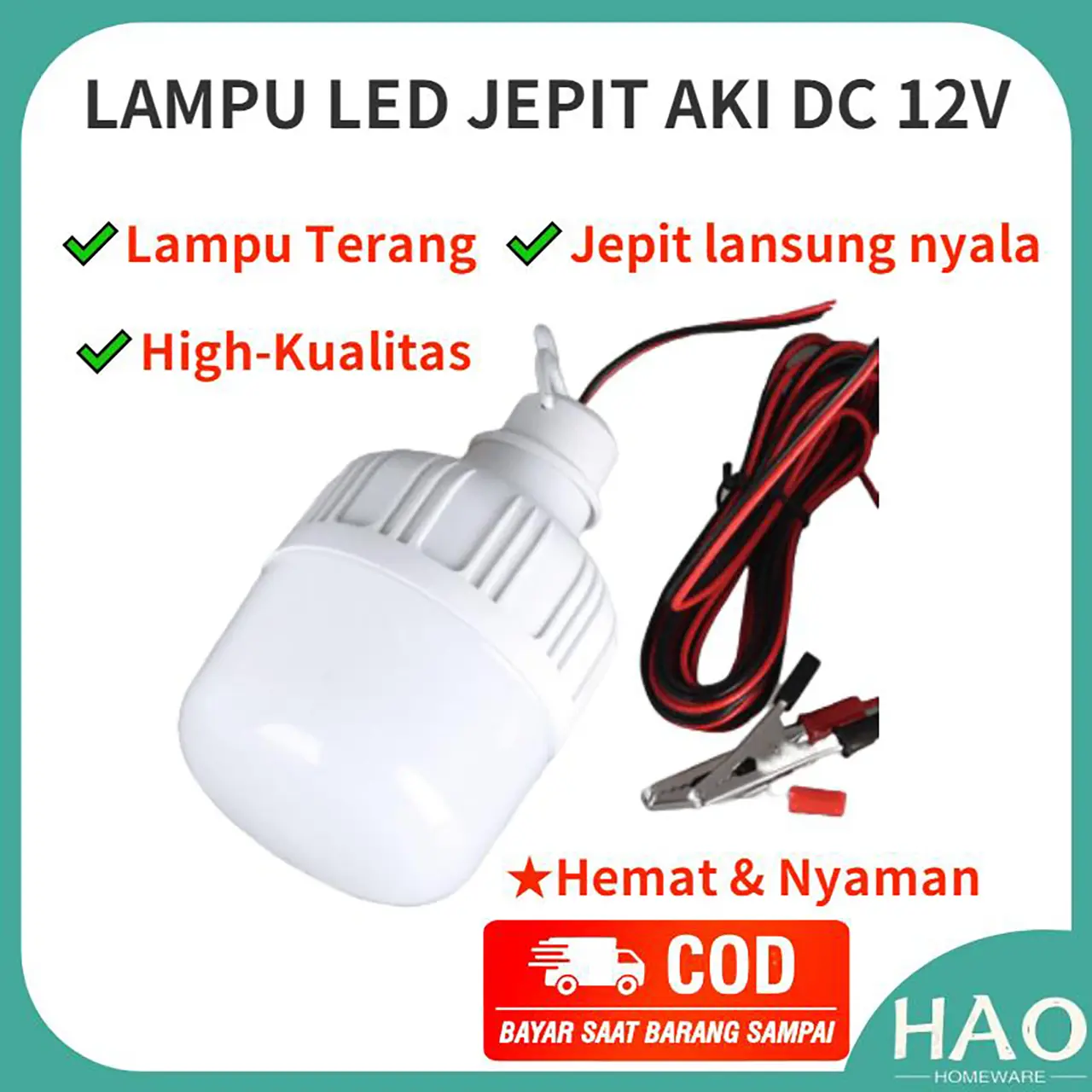 [HAO] Lampu Bohlam LED DC 12v 5w 10w 15w 20w 25w 30w/LAMPU AKI