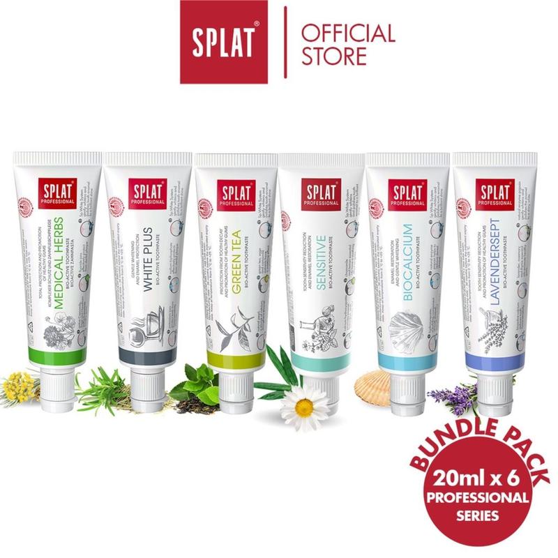 Combo 6 Tuýp Kem Đánh Răng Dùng Thử SPLAT Professional Series Chăm Sóc Bảo Vệ Răng Toàn Diện 20ml x 6 Tuýp