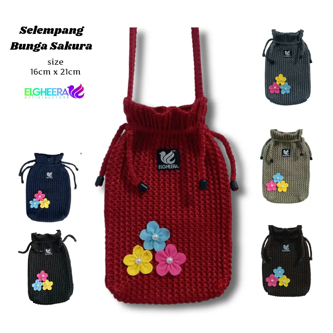 Tas Selempang Wanita Bunga Sakura 16x21cm Bunga Serut