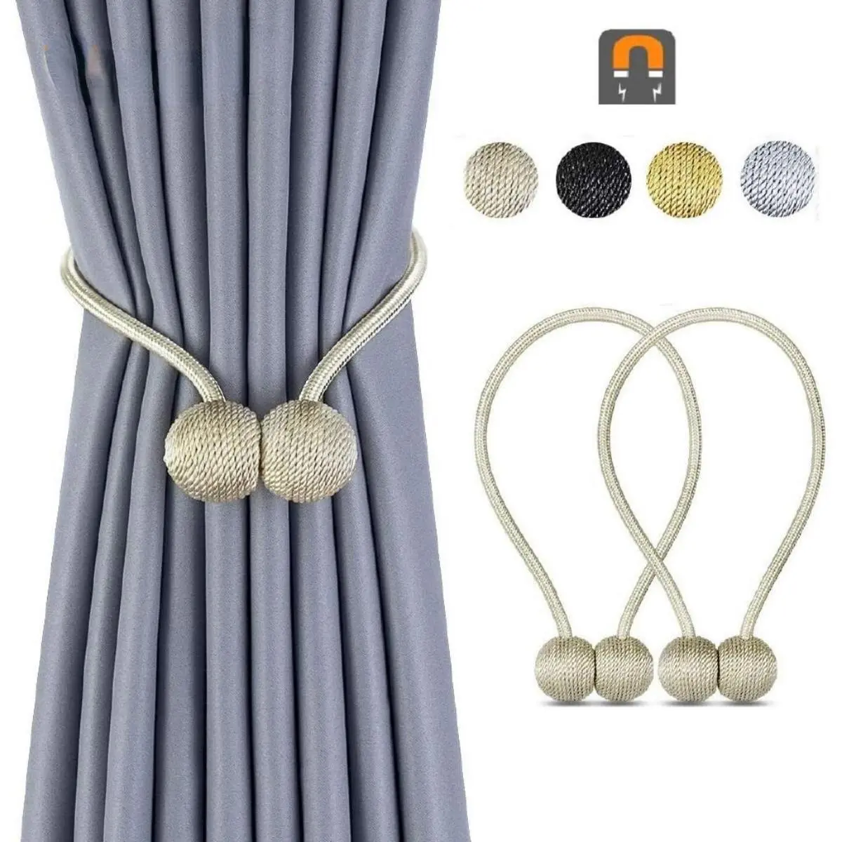New Magnetic Curtain Tiebacks andCurtain Clip andWeave Rope Curtain Holders andCurtain Buckle andCurtain Holdback andHome Decor Curtain Accessories andEuropean Style Decorative Curtain Holdbacks andfor Window Sheer Blackout Drapries Office Easy life