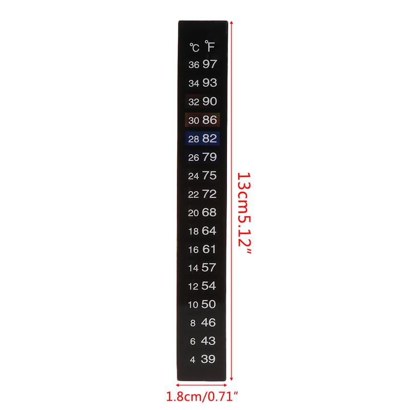 Product Introduction of 10 Pieces Thermometer Strips Aquarium Adhesive Strip Sticker Temperature Monitor for Fish for Tank Wine Jar 18 - 34℃ 50