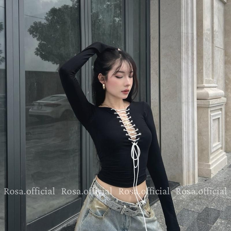 Rosa - Áo khoét ngực sâu đan dây cá tính