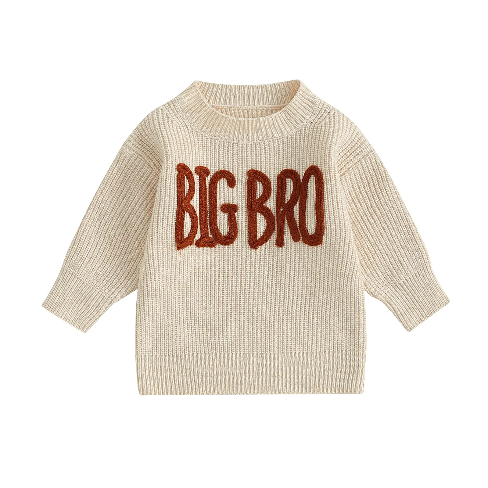 Toddler Boys Autumn Winter Sweater Long Sleeve Letter Embroidery Pullover Knitwear
