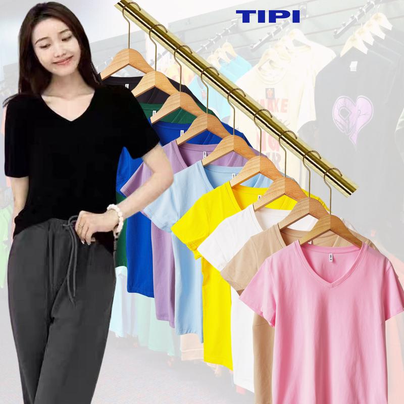 Áo thun nữ cổ tim áo phông cổ tim trơn 100% cotton 4 chiều đẹp, dễ mặc dễ phối đồ, phù hợp 4 mùa Top Women Màu Đen Jean