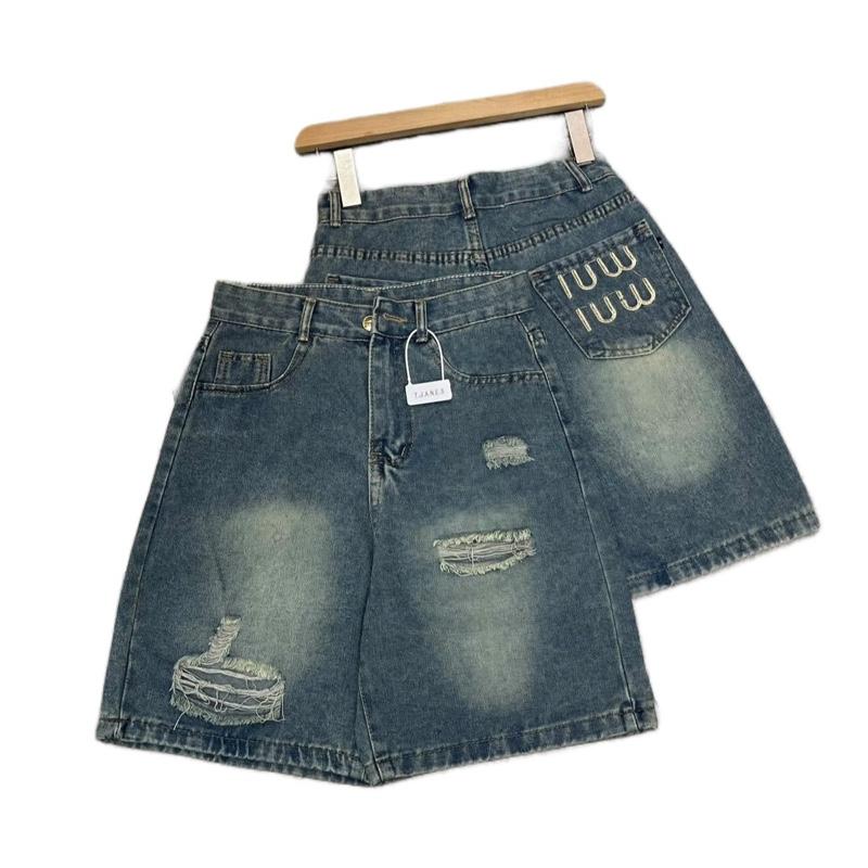 Quần ngố bò nữ cạp cao túi thêu ,Quần Short  Jeans Rách -Xanh Đậm- Xanh Nhạt (size S M L XL 2XL 3XL)  Women 1