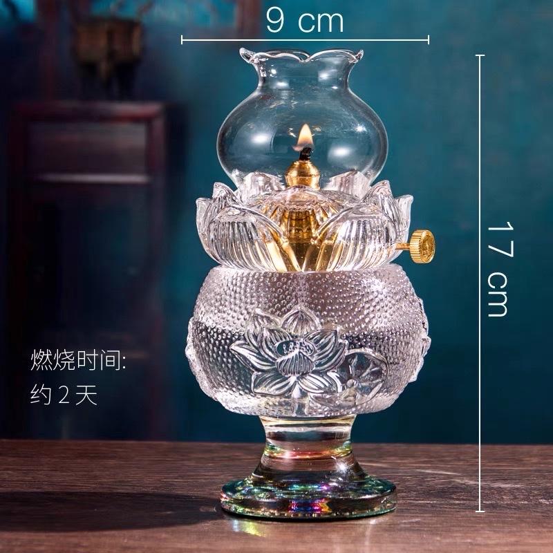 ĐÈN DẦU LƯU LY CAO 17 CM , ĐÈN DẦU CHO PHẬT HỘ GIA ĐÌNH 3