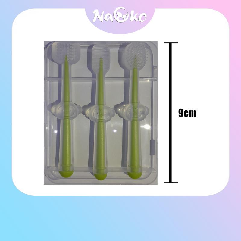 NAOKO Sikat Gigi Lidah Bayi Silikon 3in1 Food Grade GRATIS Kotak Case 5