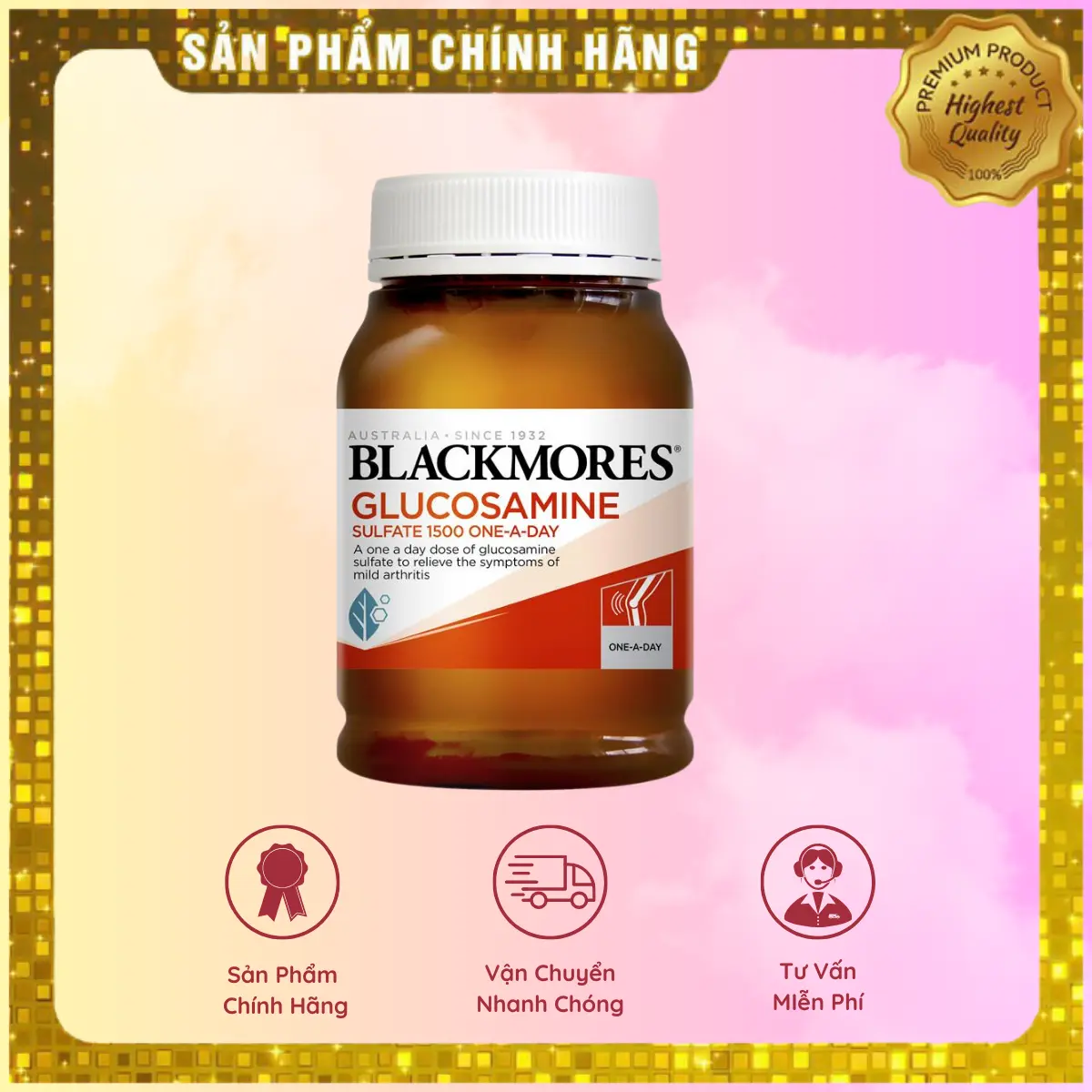 Date 12/2026 Viên uống Blackmores Glucosamine 1500mg (180 viên) - Hỗ Trợ Xương Khớp