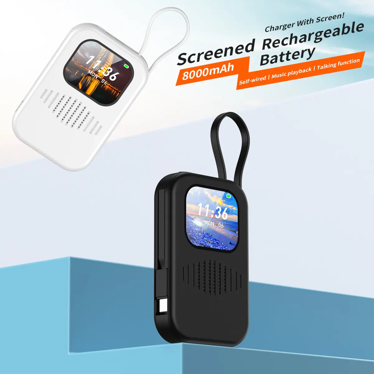 Loa Bluetooth, Next Level W18, Nhà máy điện Cầm Tay 8000mAh, Sạc nhanh từ tính, Màn hình TV LCD 2.0 inch, Thích hợp cho những cuộc phiêu lưu ngoài trời, Tương thích với Huawei, iPhone và Androidr