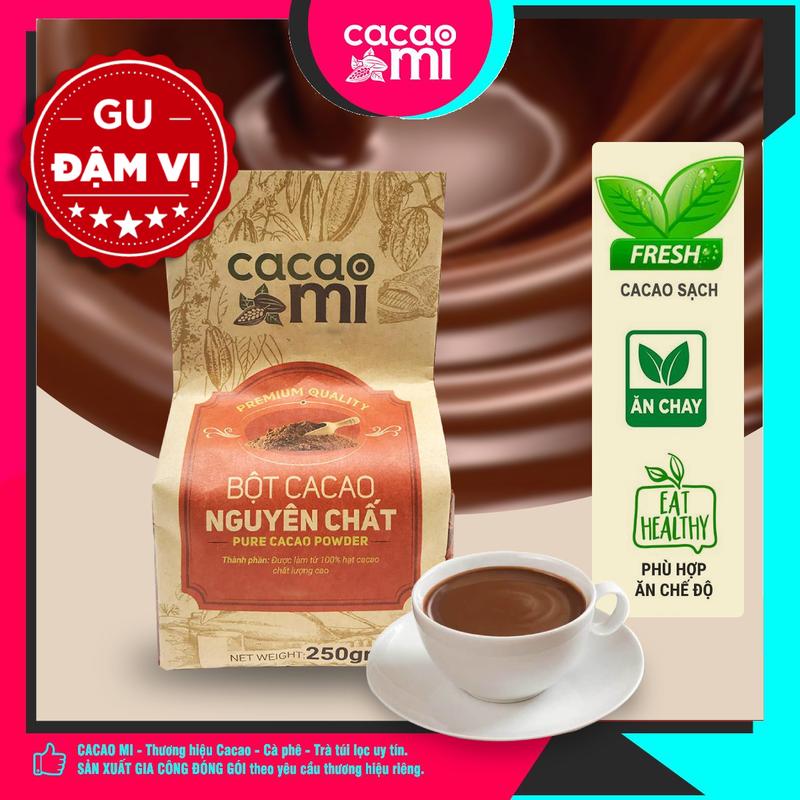 Bột Cacao Nguyên Chất Không Đường Không Phẩm Màu Cacaomi Premium Gu Đậm Vị chuyên pha chế Cafe Cà Phê, trà sữa, sữa chua Organic