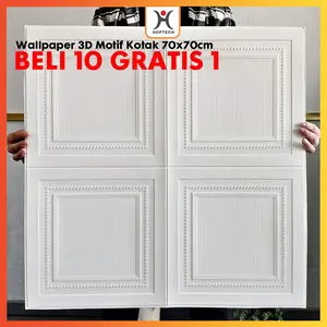 (BELI 10 GRATIS 1) Wallpaper Dinding 3D Motif kotak-kotak 70x70cm 3d Timbil Self Adhesive  kotak