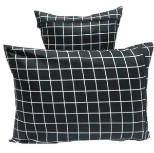 (TERMURAH DAN COD) SARUNG BANTAL AESTHETIC SARUNG GULING KOTAK SARUNG BANTAL MOTIF KOTAK SARUNG BANTAL RESLETING Katun Hitam Bisa Dicuci Tali