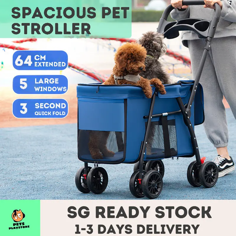 Pet Stroller Foldable Cat and Dog Large Capacity Carrier Trolley