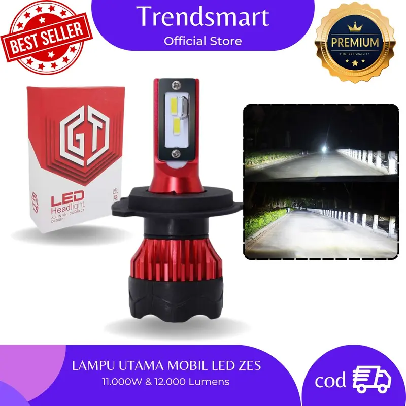 Lampu depan / Headlight Mobil LED ZES 12000LM 55W SUPER TERANG 0