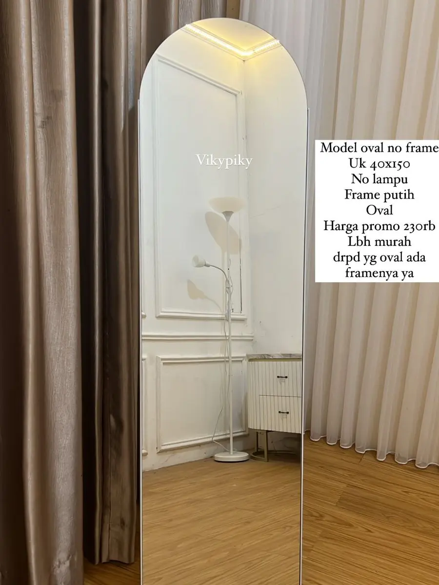 TERMURAH Vanity mirror OVAL TANPA FRAME by Vikypiky ukuran 40X150cm