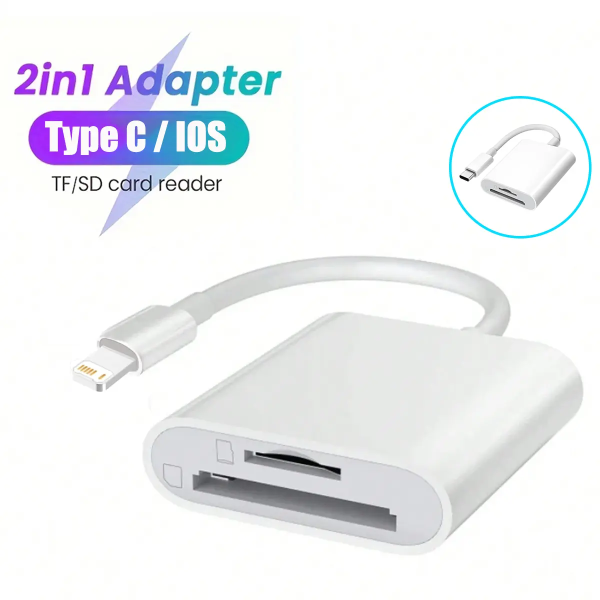 2 In 1 SD TF Card Reader For Apple iPhone 15 14 12 13 11 Pro Max Xs XR USB C OTG Adapter For iPad Samsung Xiaomi Huawei MacBook