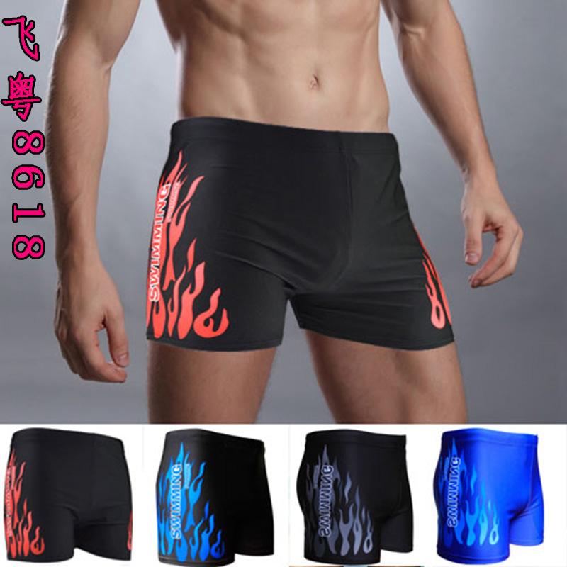 Men's Swimming Trunks Conservative Boxer Flame Flame Printing Hot Spring Fashion Simple Slip Swimming Trunks Swimsuit Men 3