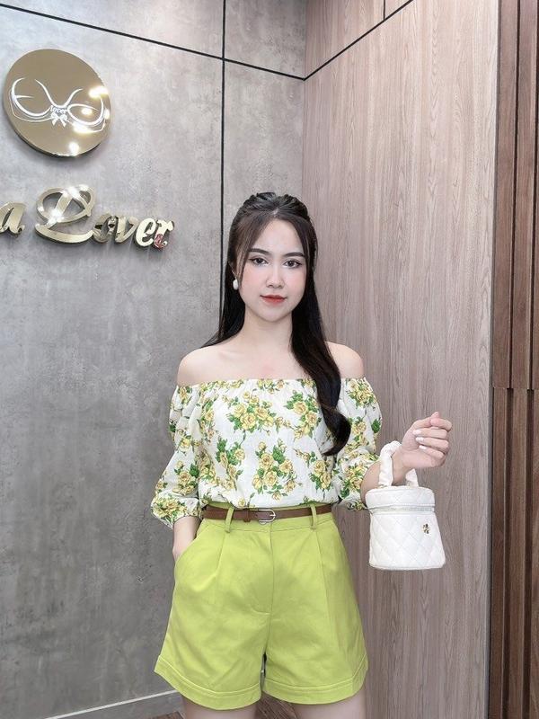 Áo trễ vai, áo hở vai nữ đẹp bèo tay phồng rộng dễ thương họa tiết hoa mặc đi chơi, siêu hot trend chính hãng EvaLover Top Women