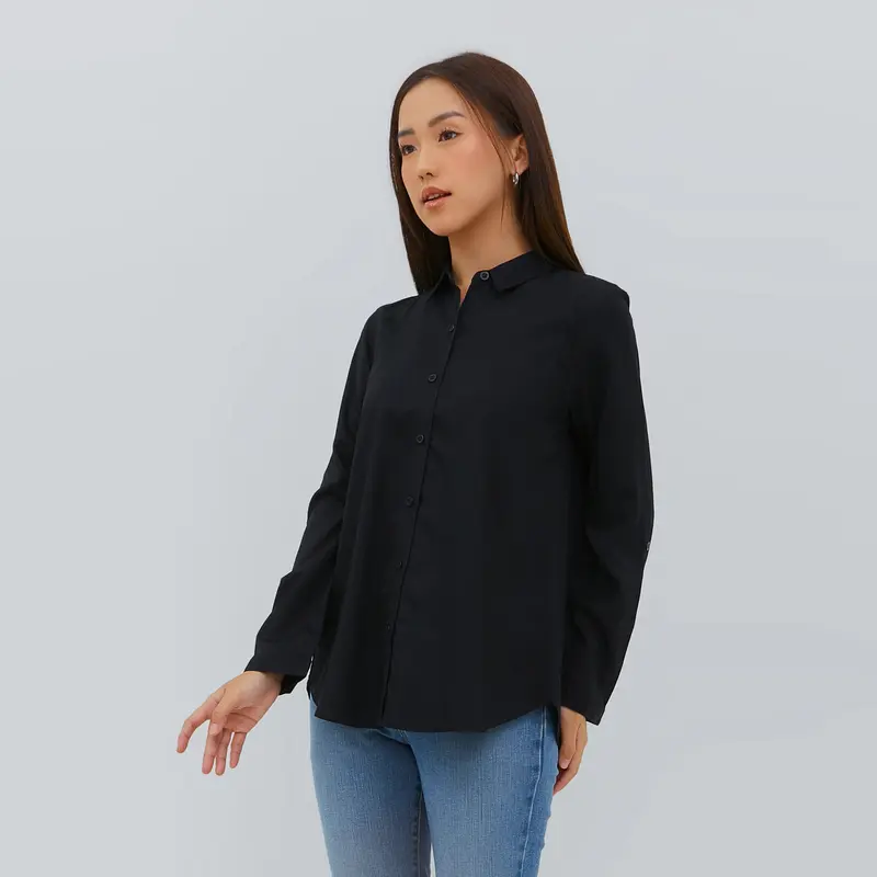 Geela Official - Afshin Black Shirt (G.11647) - Kemeja Wanita 0