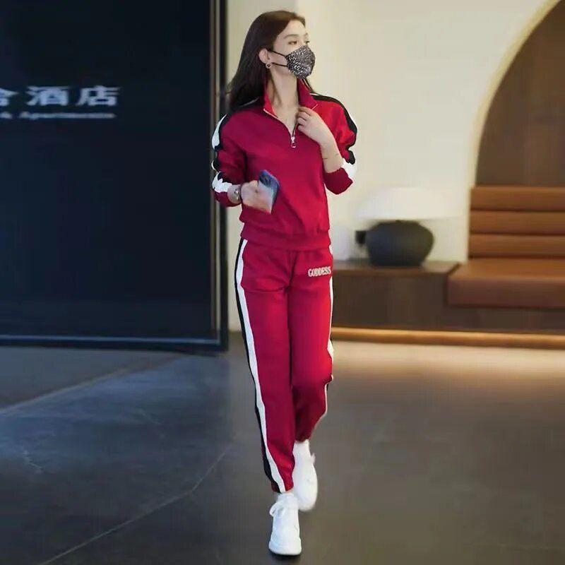 Bộ Đồ Thể Thao Cho Nữ, Bộ Đồ Thường Ngày Hàng Mới Về Mùa Xuân Và Mùa Thu 2024, Cổ Chân Đế Dáng Rộng Vừa Vặn Phong Cách Phương Tây, Thích Hợp Cho Người Trẻ, Áo Chui Đầu, Bộ Đồ Quần Áo Thể Thao 3