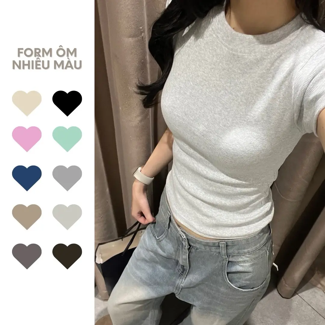 Áo thun gân ôm fit body nhiều màu JUSTDUN B3