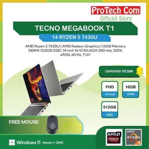 TECNO MEGABOOK T1 14 RYZEN 5 7430 16GB 512GB W11 14.0 FHD