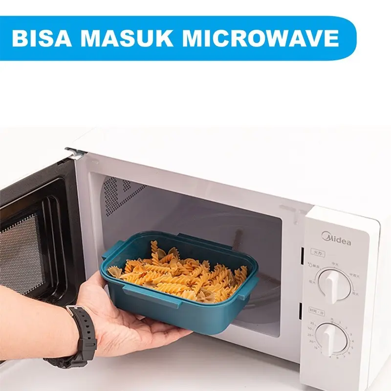 Set Kotak Makan dan Tas Bekal Sekolah Kerja - Lunch Box Set Tas Bekal Botol Minum Bekal Makan Siang Anti Tumpah Anak Sekolah Laki-laki Perempuan Kitchenware 3