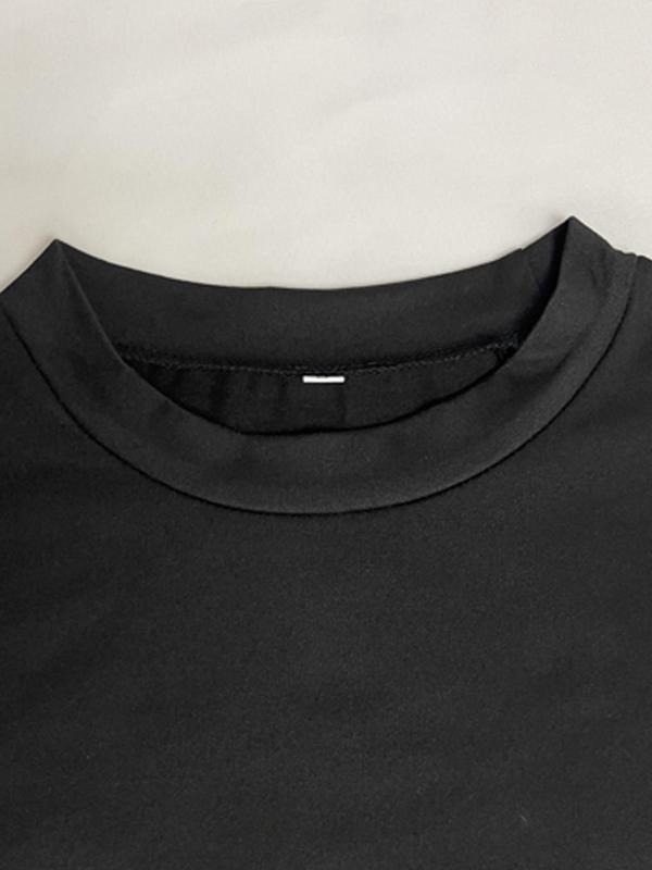 Women's Letter Print Round Neck Crop Tee, Fashion Casual Tight-fitting Short Sleeve T-shirt for Daily Wear, Ladies Summer Clothes 2