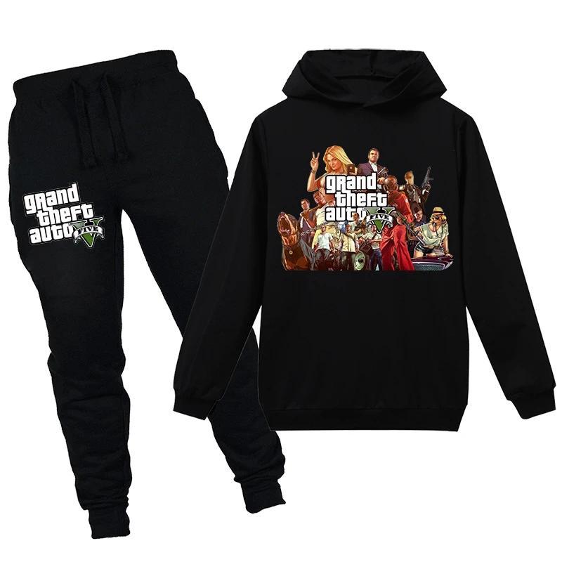 Product Introduction of Grand Theft Auto V GTA 5 Kids Pullover Clothes Sweatshirts+Pants 2pcs Sets Boys Cartoon Children Toddler Clothing Girls Outfits 10