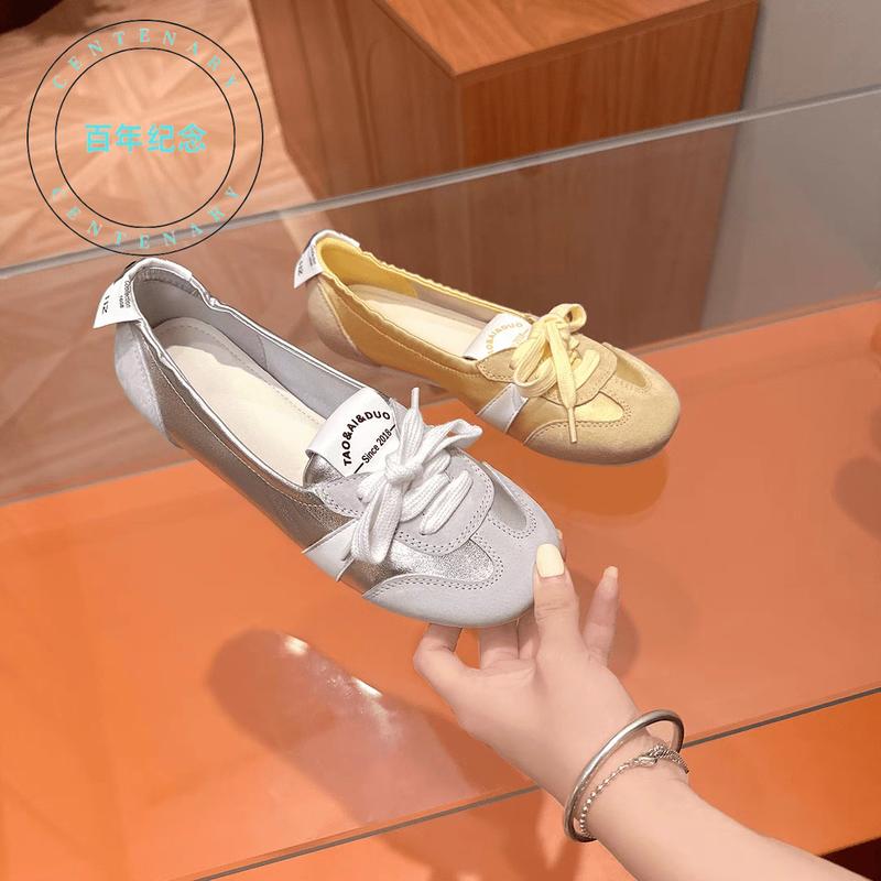 Giày Trắng Thoáng Khí, Giày Trượt băng Lười, Giày Thể Thao Múa Ba Lê Nhẹ Nhàng Kiểu Pháp, Giày Đế Bằng Nữ, Phong Cách Mới Mùa Hè, Dành Cho Năm 2025, Có 2968 Người 6