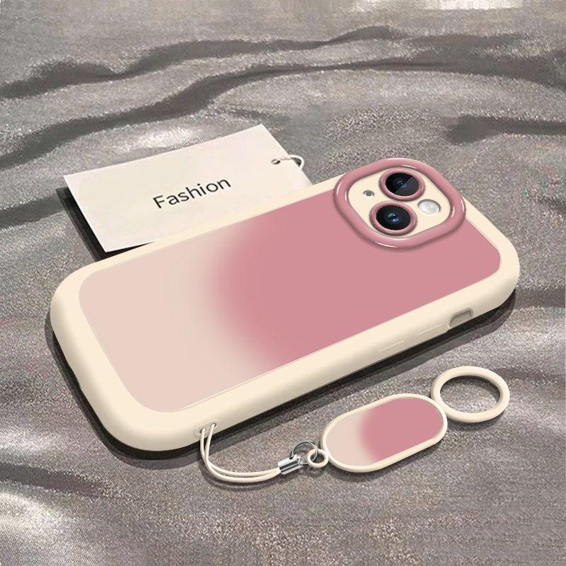 Ốp Điện Thoại, Màu Hồng Gradient Kẹo Ngọt, Dành Cho iPhone 11, 12 / 13 / 14 / 15pro max, Thiết Kế Hình Động Vật Nhỏ Dễ Thương, Chống Thấm Nước Và Chống Sốc, Ốp Di Động 1