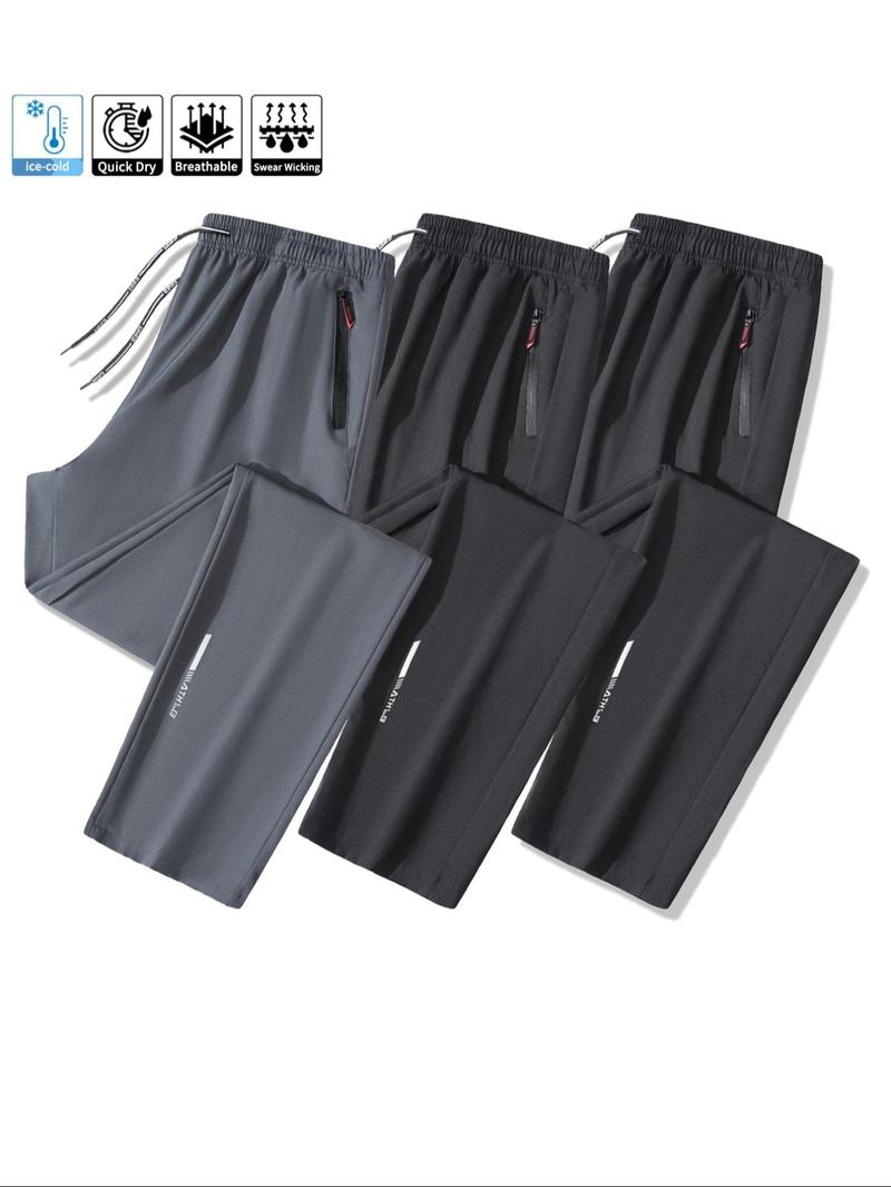 Product Introduction of Men's Letter Print Zipper Pocket Sports Pants, Regular Fit Breathable Elastic Waist Trousers for Outdoor Activities, Men's Sportswear for Workout Running 4