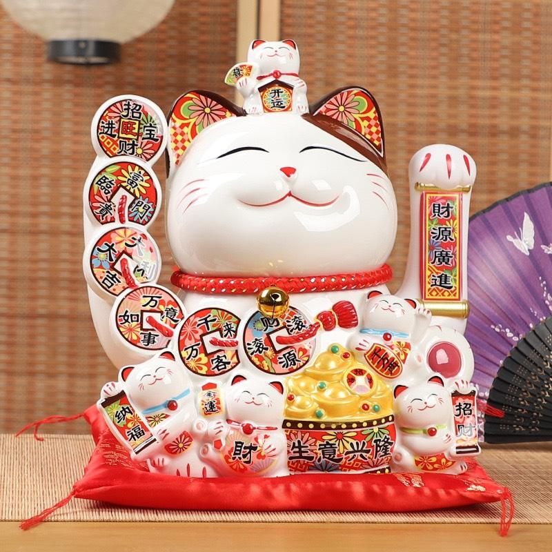 Mèo Thần Tài Vẫy Tay 29cm Mèo Maneki Neko Nhật Bản Gốm Sứ Cao Cấp Kèm Gối Và Sạc Decor Phòng, Trang Trí Nhà Cửa 5