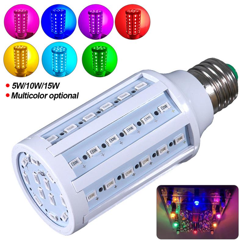 Bóng đèn LED E27 5W / 10W / 15W 110V 220V, 7 màu, hồng, đỏ, Xanh Biển , trang trí phòng, ánh sáng ngô, người nổi tiếng, phát trực tiếp, không nhấp nháy, đèn Xanh Lá , tím, băng, Xanh Biển , vàng, chụp ảnh nền, ánh sáng # 439075