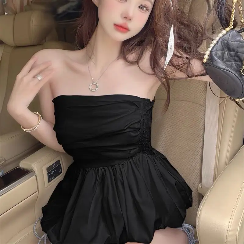 Áo ống phồng ( có mút) chất voan Nữ Women Top Top aocup  nguc áo  ống