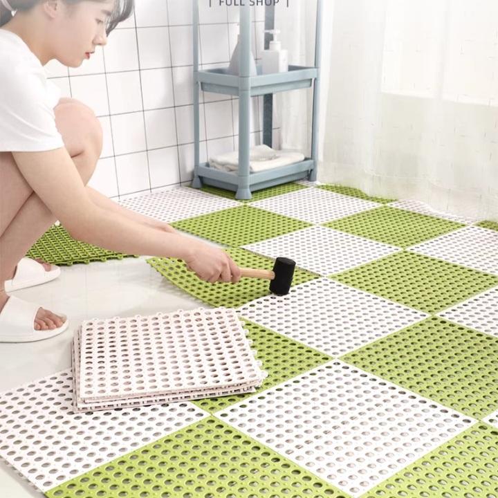 Combo 10 tấm lót sàn nhà vệ sinh, nhà tắm thảm lỗ kháng khuẩn, chống trơn trượt KT 30x30cm
