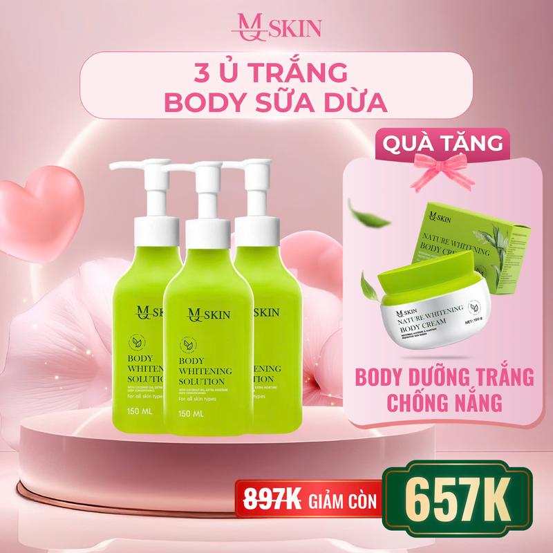 [MQSKIN] COMBO 3 Ủ TRẮNG SỮA DỪA TẶNG 1 KEM SIÊU TRẮNG BODY 150G
