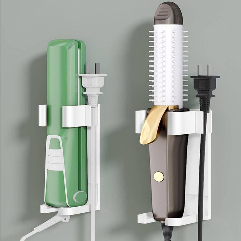 Product Introduction of 2pcs Bathroom Wall Mounted Hair Curler Rack, Punch Free Hair Dryer Holder, Home Organizers 2