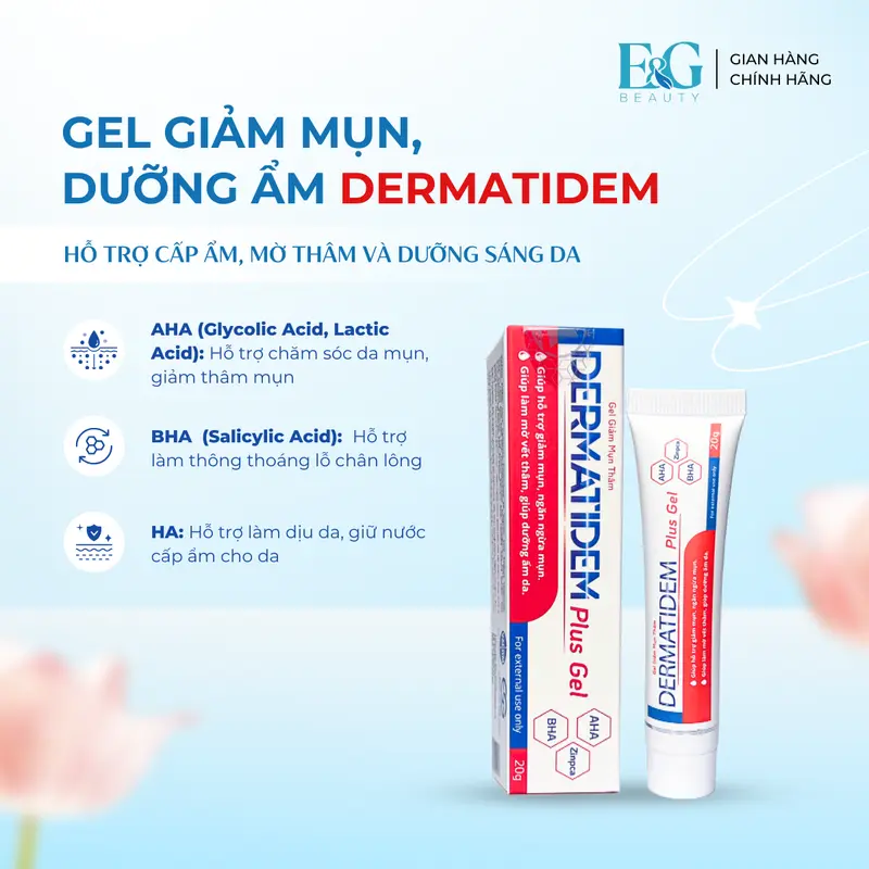 [MUA 1 TẶNG 1] Gel Chấm Mụn Dermatidem Plus 20g Hỗ Trợ Giảm Mụn Mờ Thâm Skincare Chăm Sóc Da Mụn Giúp Gom Còi Mụn Giảm Viêm 3