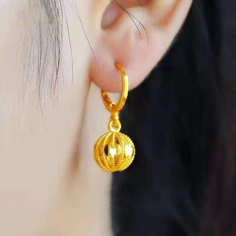 Bông Tai Nữ, Mạ Vàng Cát Việt Nam, Vàng Thật, Bông Tai Đèn Lồng Rỗng Bông Tai Giọt Nước 2